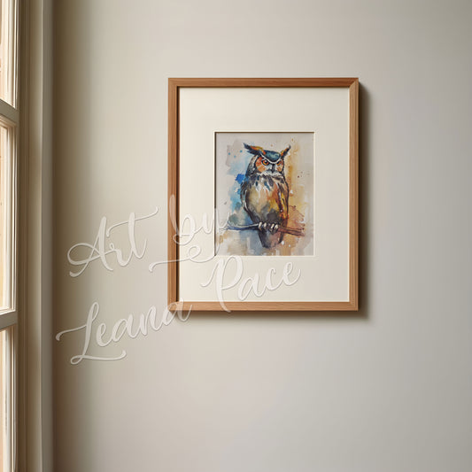 "Midnight Watcher I" - Original Watercolor Painting