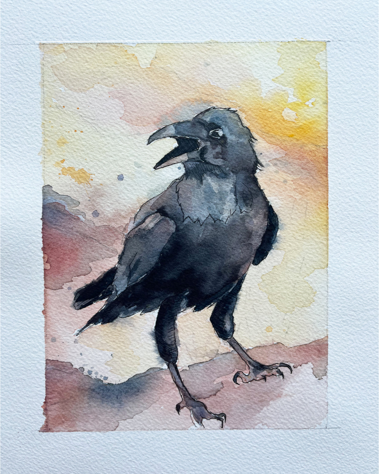 "Cawing" - Original Watercolor Painting