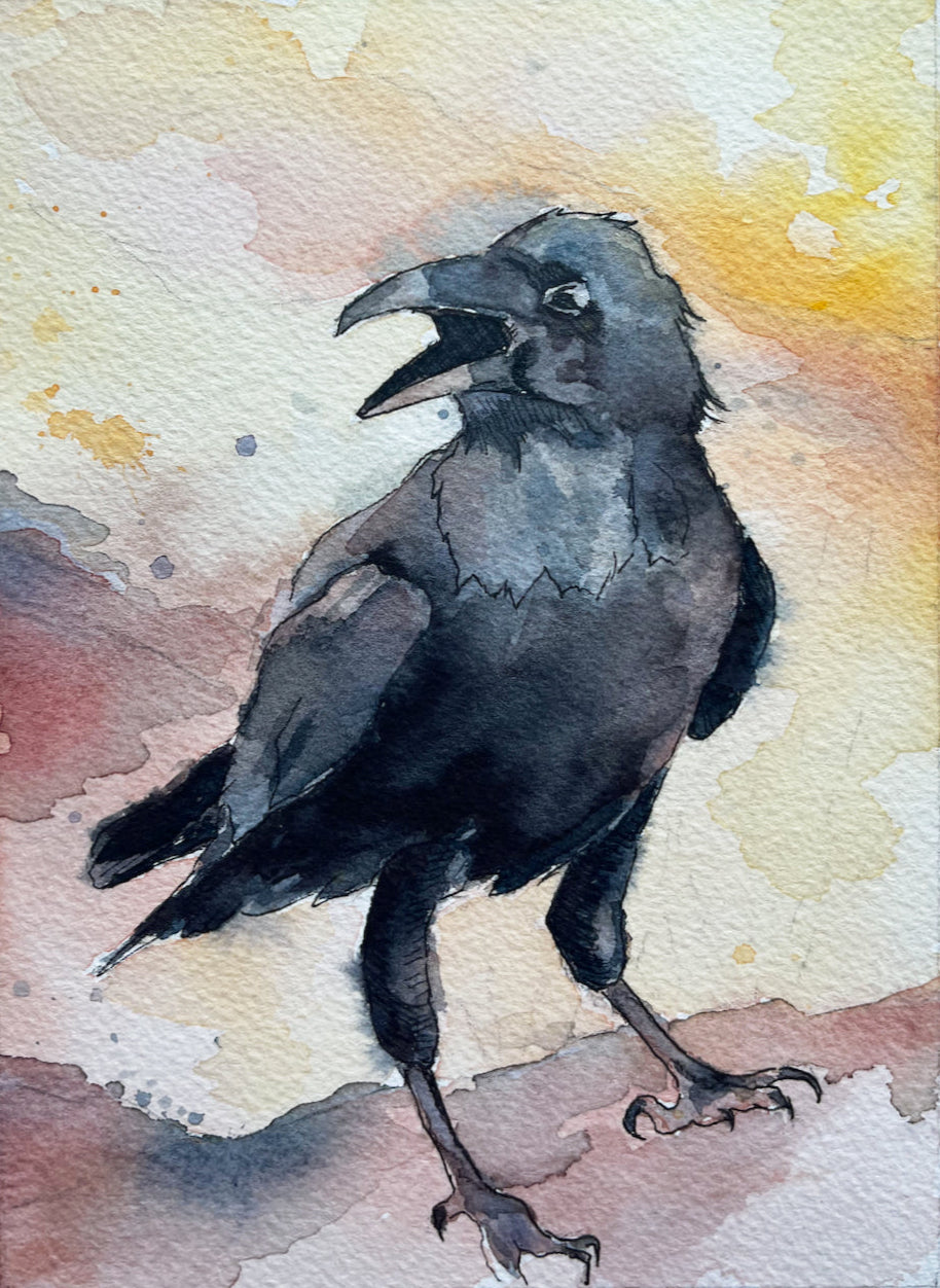 "Cawing" - Original Watercolor Painting