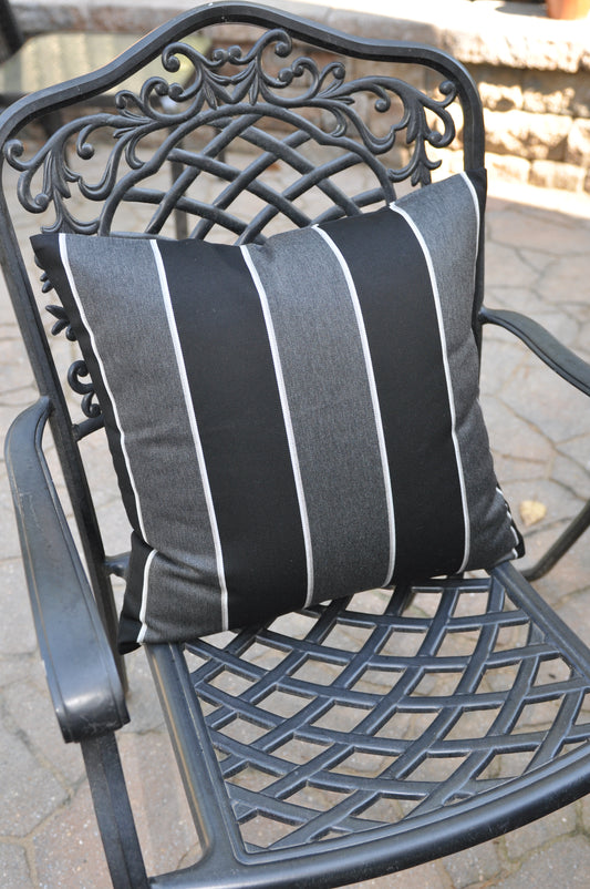 Black and White Striped Pillow Cover - Made With Sunbrella® Fabric