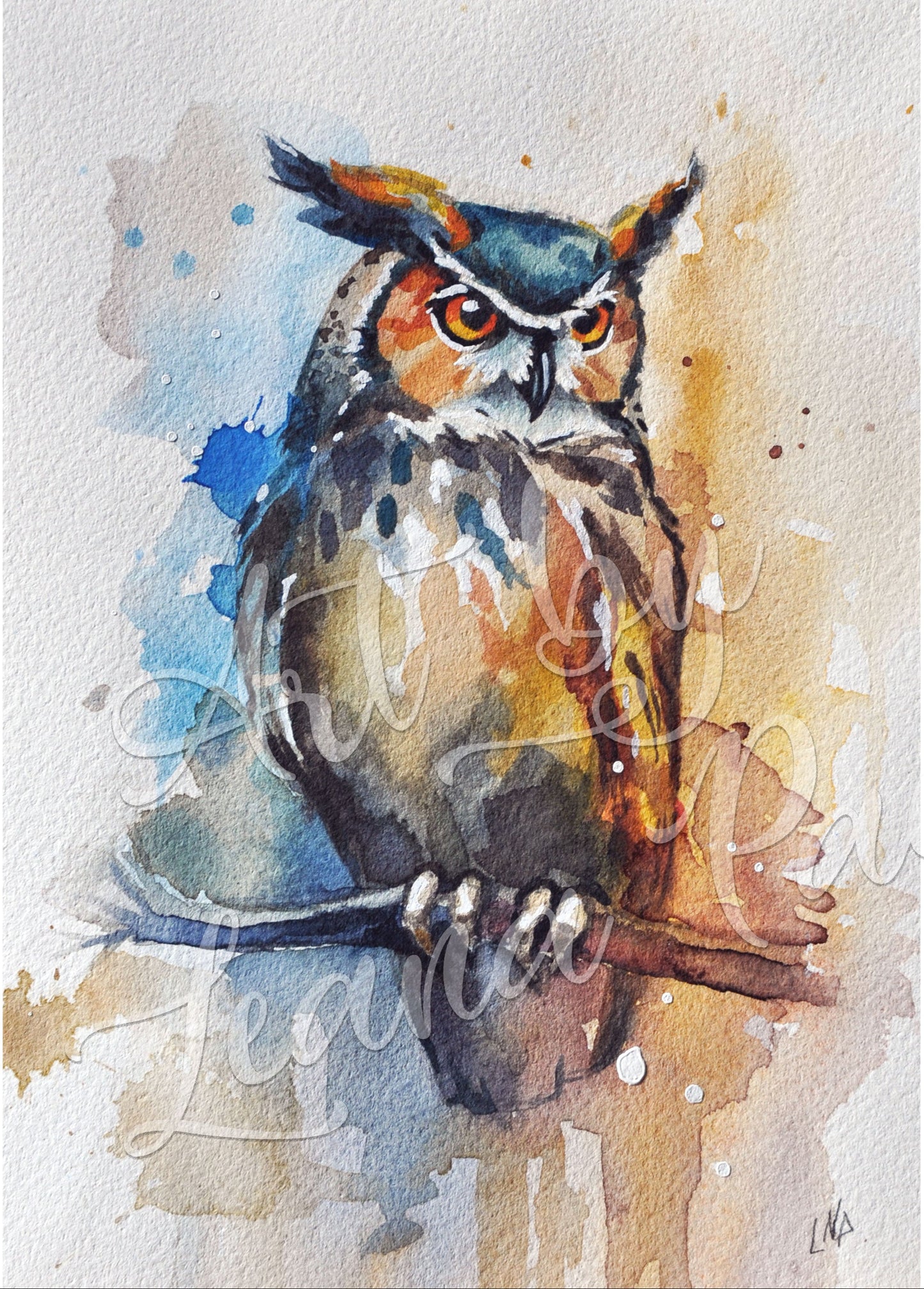 "Midnight Watcher I" - Original Watercolor Painting