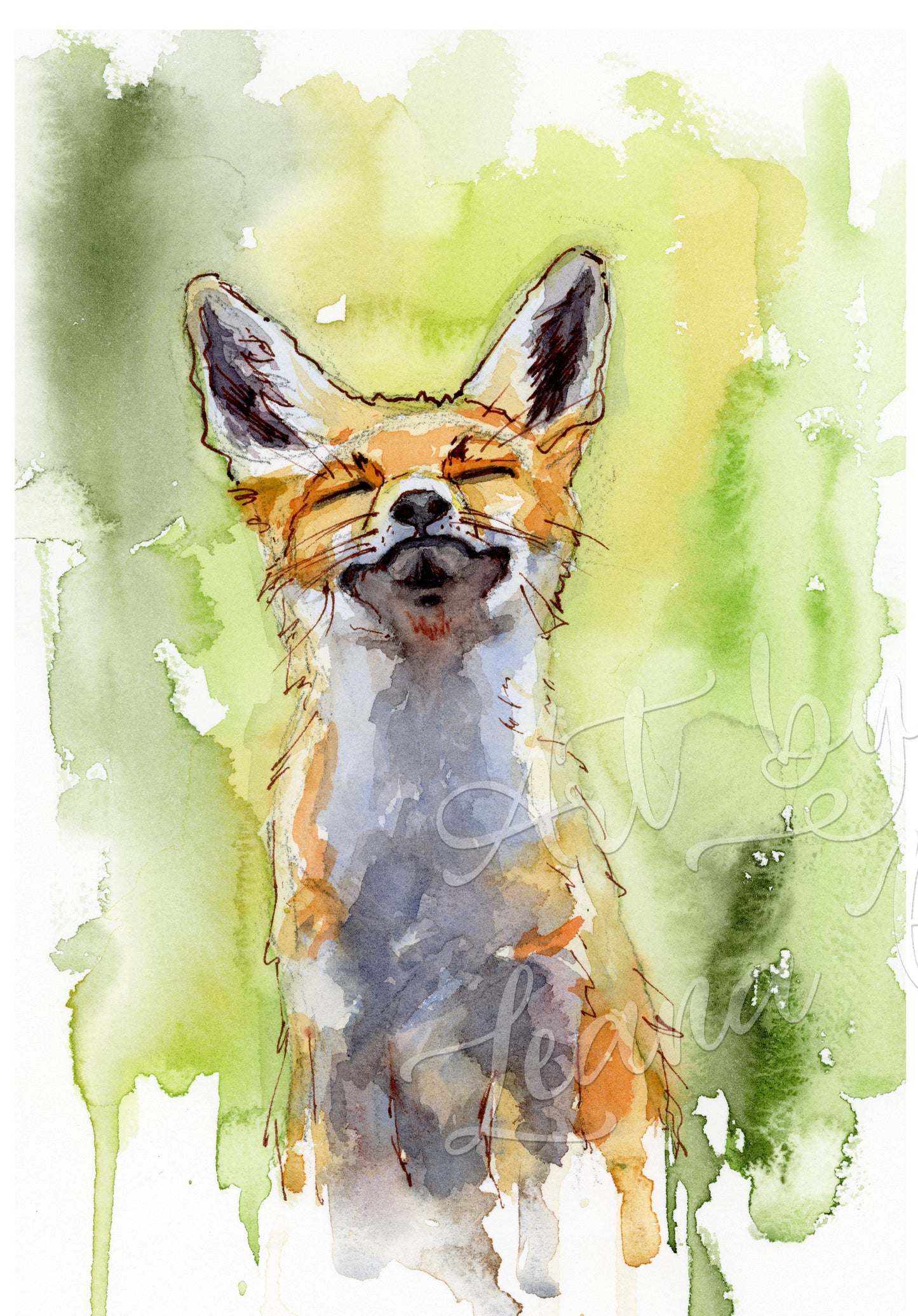 Sniffing Air - original watercolor print