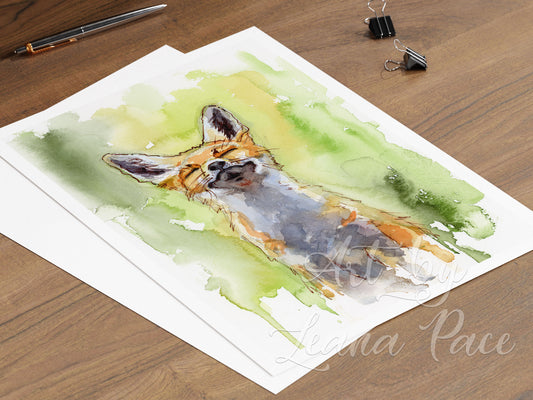 Sniffing Air - original watercolor print