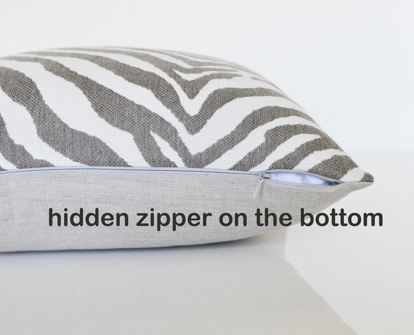Gray and White Zebra Pillow Cover - Made With Sunbrella® Fabric