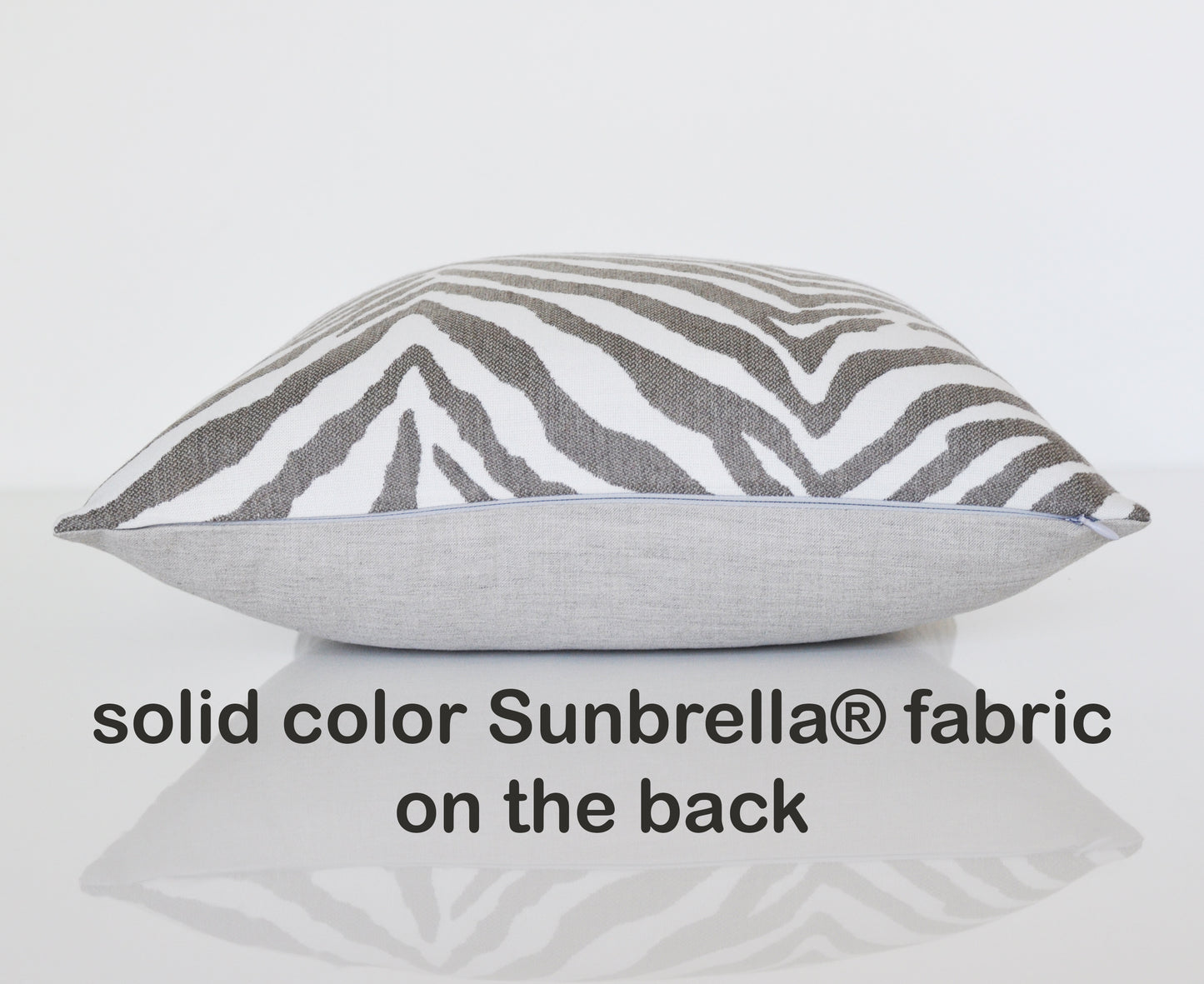 Gray and White Zebra Pillow Cover - Made With Sunbrella® Fabric