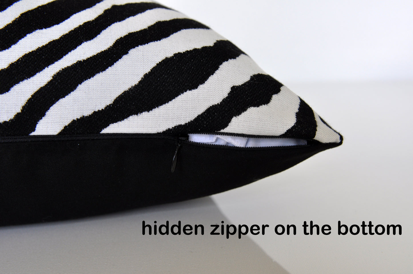 Black and White Zebra Pillow Cover - Made With Sunbrella® Fabric