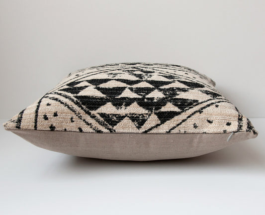 Throw Pillow Cover Made with Robert Allen Fabric -Designer Pillow Cover -Tribal Pillow -Black Pillow -Black and Ivory Pillow -Geometric