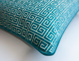 Velvet Throw Pillow Covers -Greek Key Pillow Covers- Teal Pillow Covers -Robert Allen Fabric -Greek Keys Pattern -Turquoise Pillows - Soft Keys