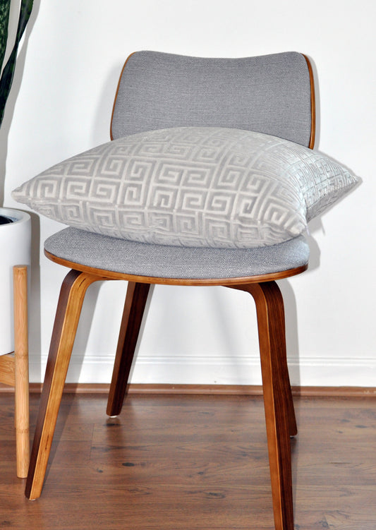 Silver Pillow Cover - Grey Velvet Throw Pillow Cover - Greek Keys Pillow Covers- Gray Throw Pillow Cover- Greek Keys - Silver Pillow Cover - Silver Grey Throw pillow - Greek Key Velvet Pillow - Greek Key Pattern