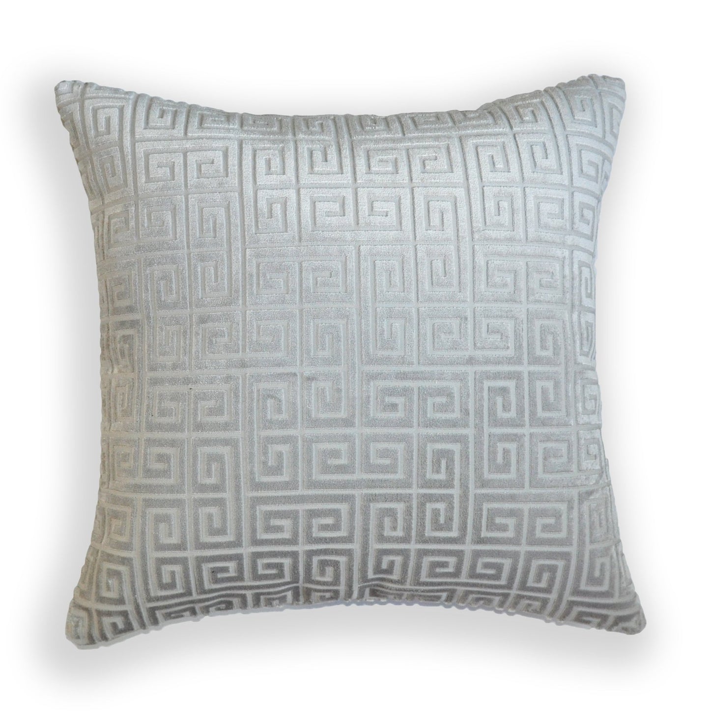 Silver Pillow Cover - Grey Velvet Throw Pillow Cover - Greek Keys Pillow Covers- Gray Throw Pillow Cover- Greek Keys - Silver Pillow Cover - Silver Grey Throw pillow - Greek Key Velvet Pillow - Greek Key Pattern
