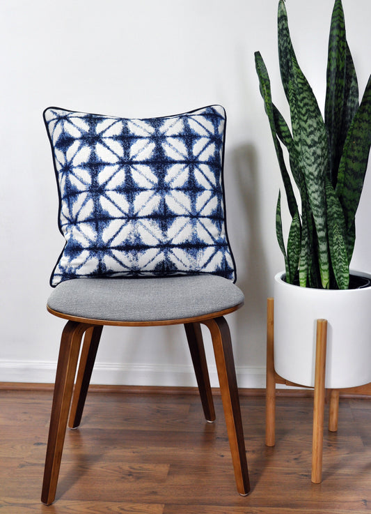 Indigo Blue Pillow Cover -Sunbrella® Fabric - Midori Fabric -Blue and White Pillow Cover -Indoor and Outdoor Throw Pillow Cover -Navy Pillow