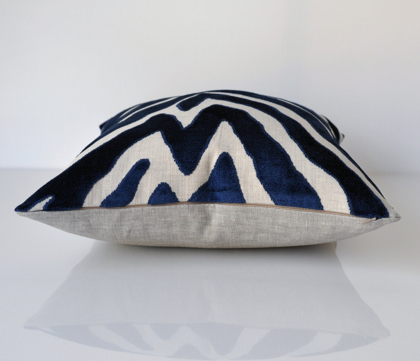 Set of Two Etosha Velvet Zebra Pillow Covers in Blue