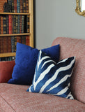 Set of Two Etosha Velvet Zebra Pillow Covers in Blue