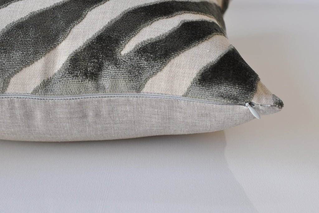 Set of Two Etosha Velvet Zebra Pillow Covers in Gray OneHappyPillow