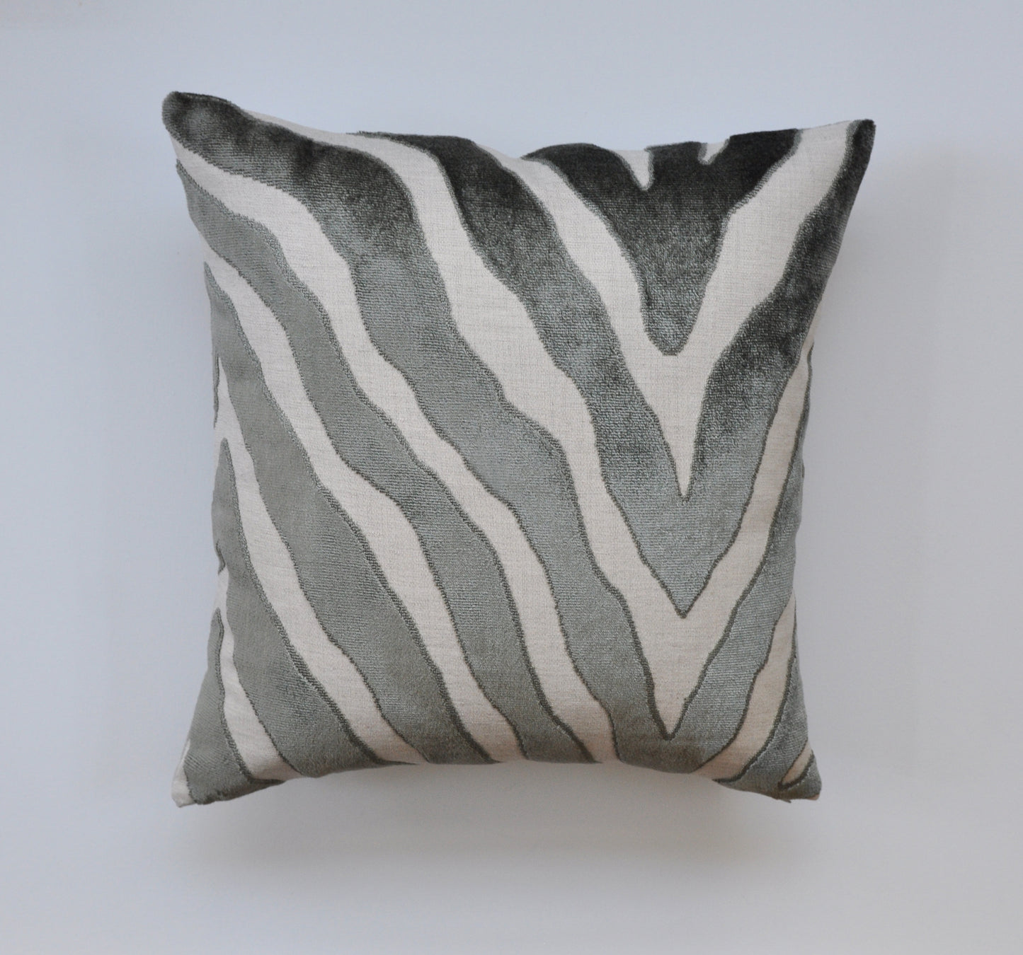 Set of Two Etosha Velvet Zebra Pillow Covers in Gray