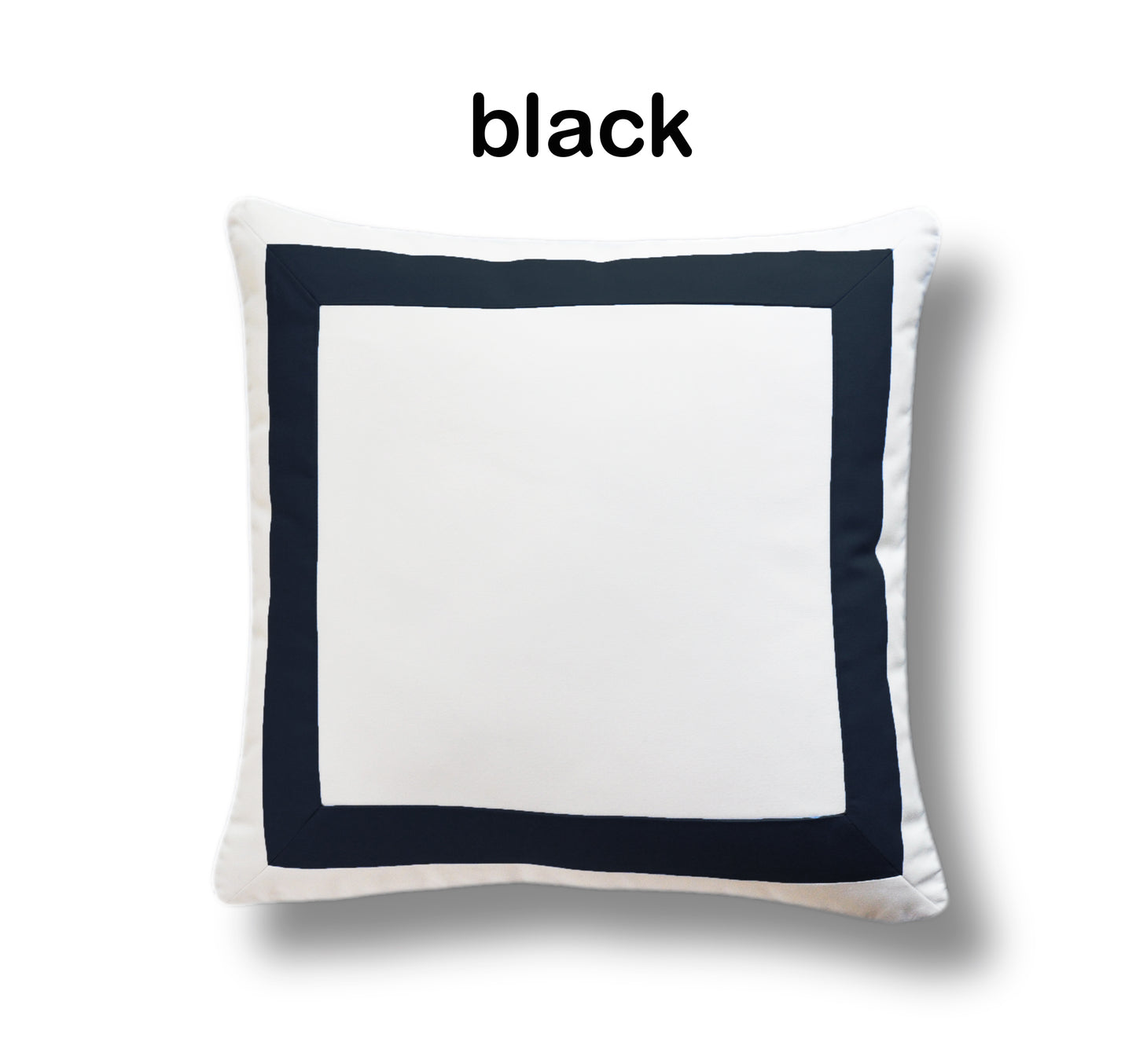 White Pillow Cover With Wide Contrasting Border - Sunbrella® Fabric