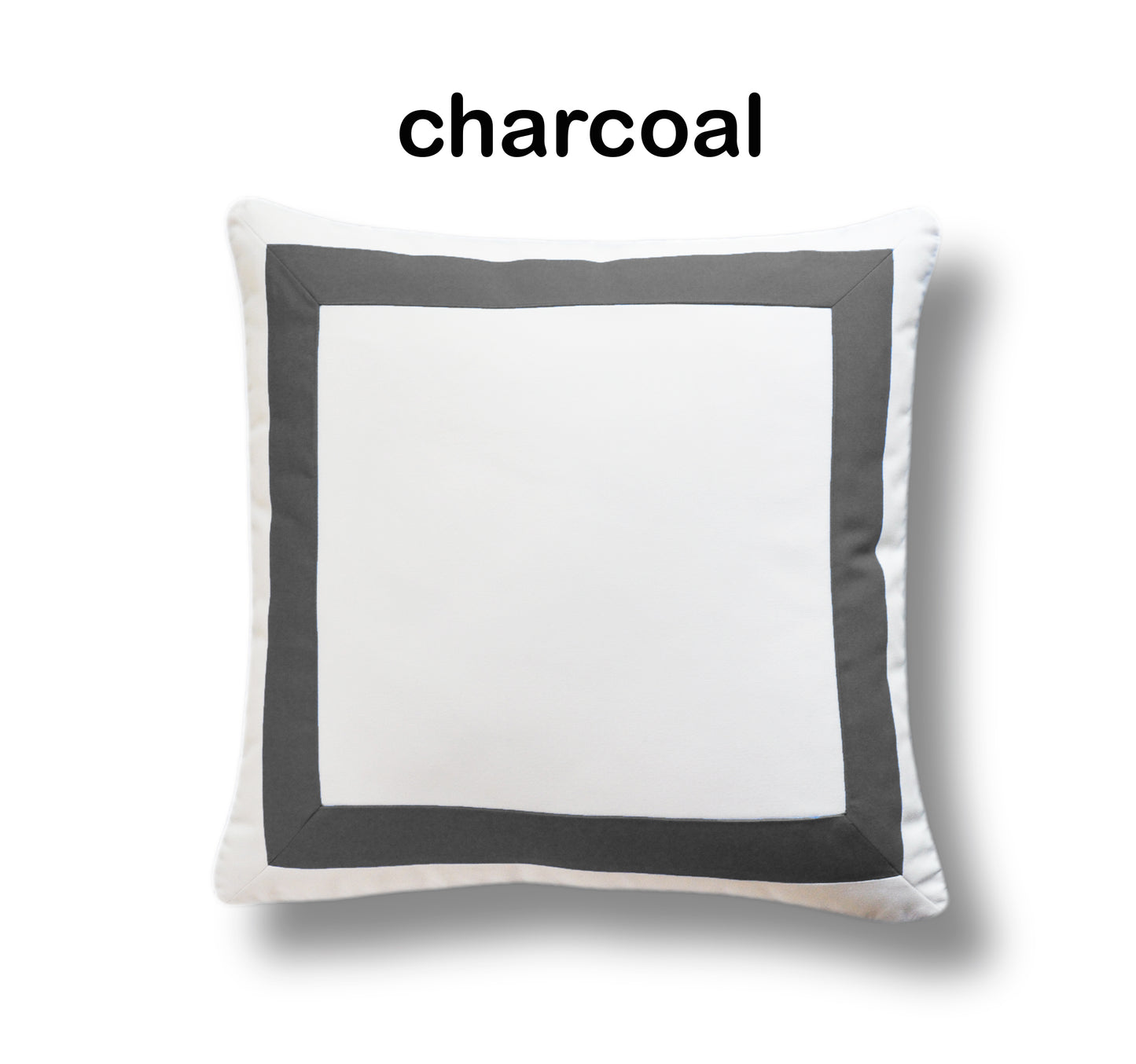 White Pillow Cover With Wide Contrasting Border - Sunbrella® Fabric
