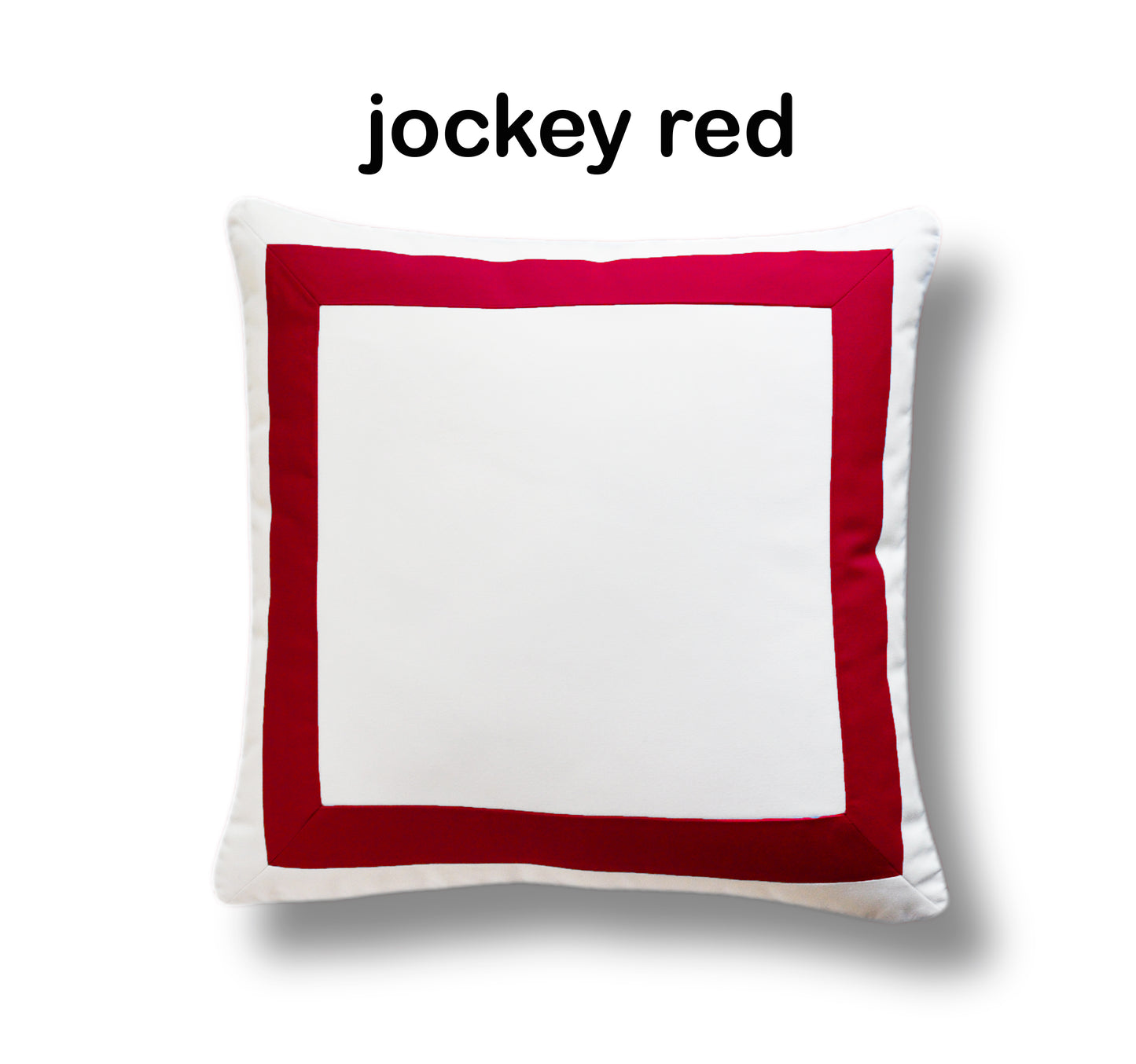 White Pillow Cover With Wide Contrasting Border - Sunbrella® Fabric