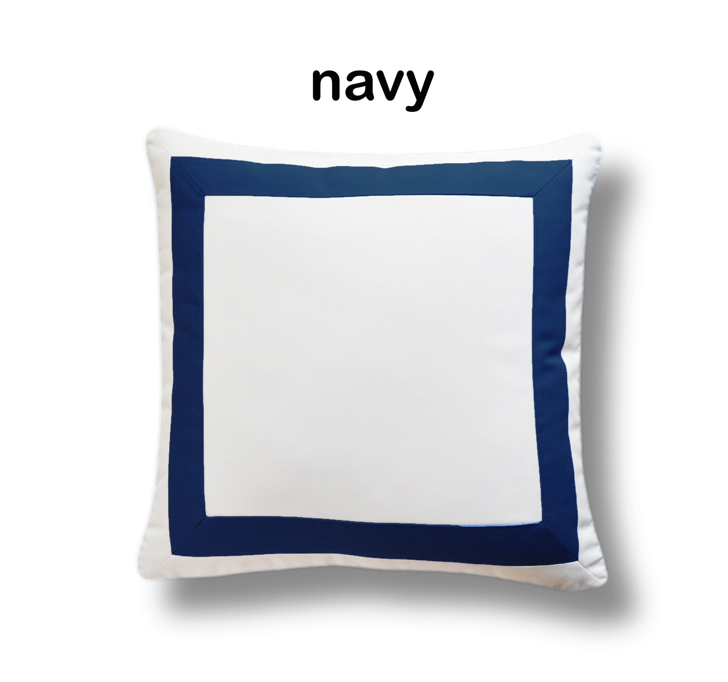 White Pillow Cover With Wide Contrasting Border - Sunbrella® Fabric