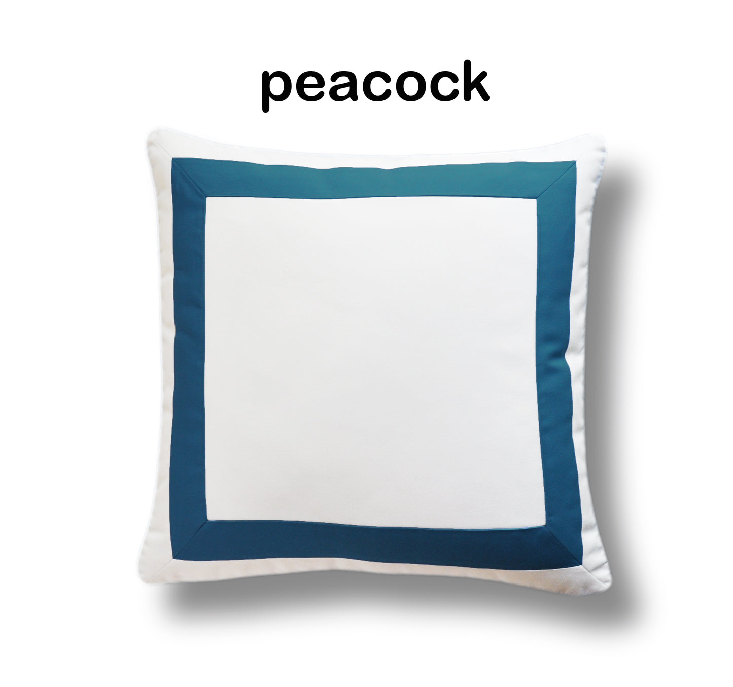 White Pillow Cover With Wide Contrasting Border - Sunbrella® Fabric