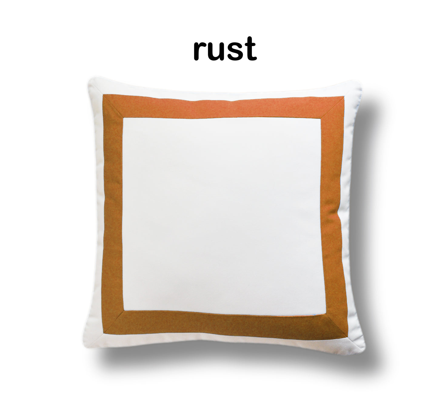 White Pillow Cover With Wide Contrasting Border - Sunbrella® Fabric