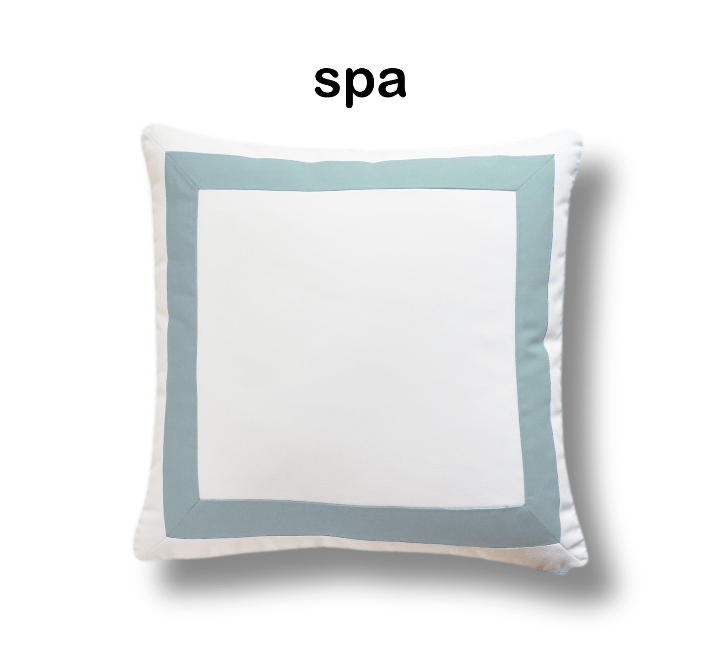 White Pillow Cover With Wide Contrasting Border - Sunbrella® Fabric