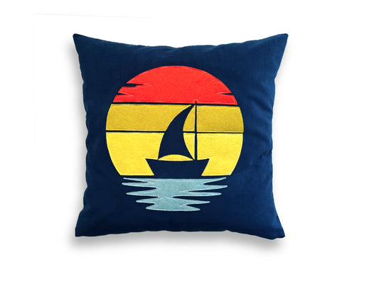 Sailing into The Sunset - 20X20 Throw Pillow cover - Lake Theme Pillow Cover