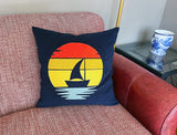 Sailing into The Sunset - 20X20 Throw Pillow cover - Lake Theme Pillow Cover