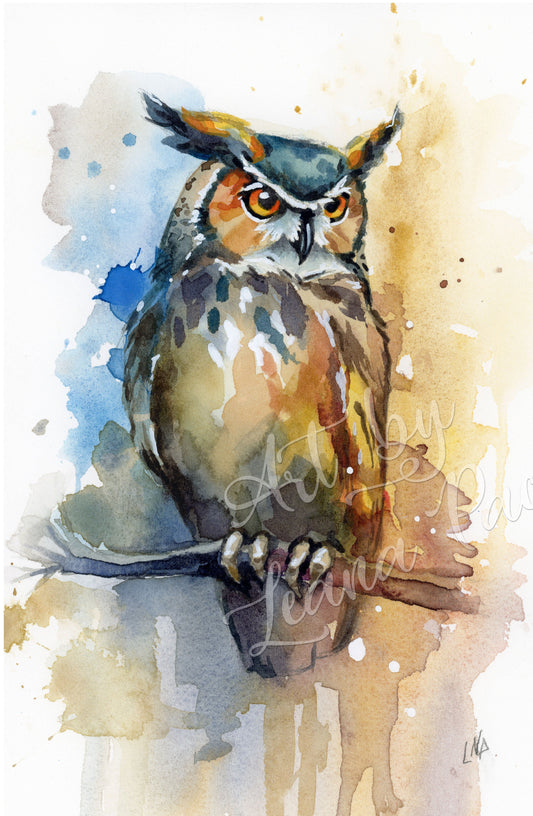 Midnight Watcher I- original watercolor print