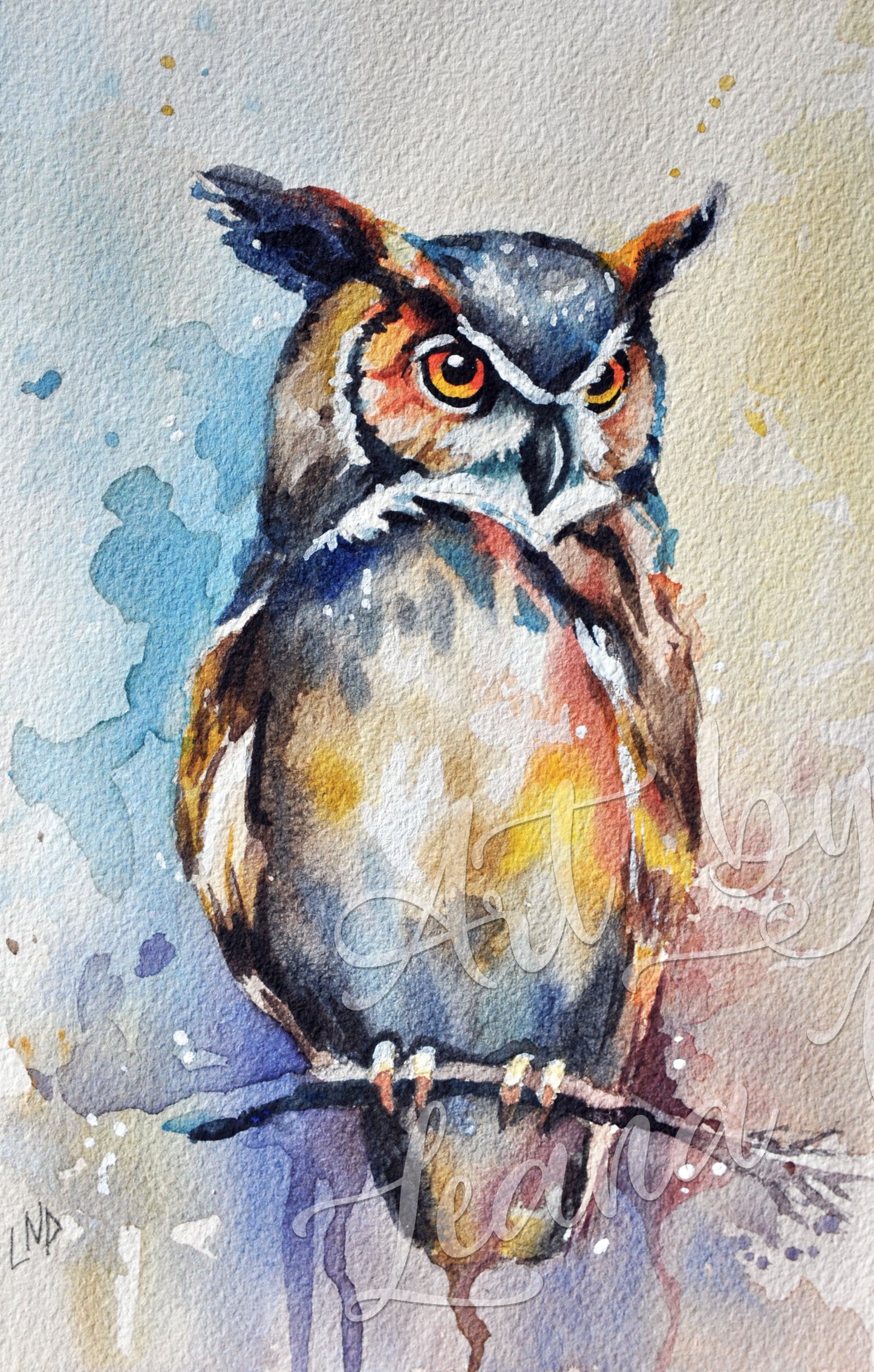 "Midnight Watcher II" - Original Watercolor Painting