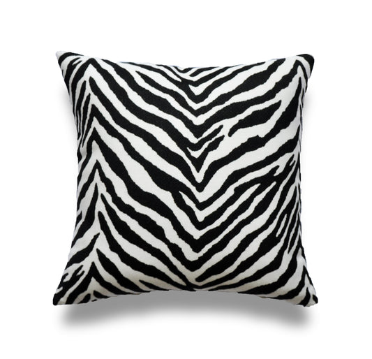 Black and White Zebra Pillow Cover - Made With Sunbrella® Fabric