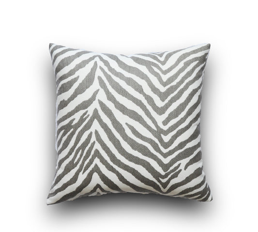 Gray and White Zebra Pillow Cover - Made With Sunbrella® Fabric