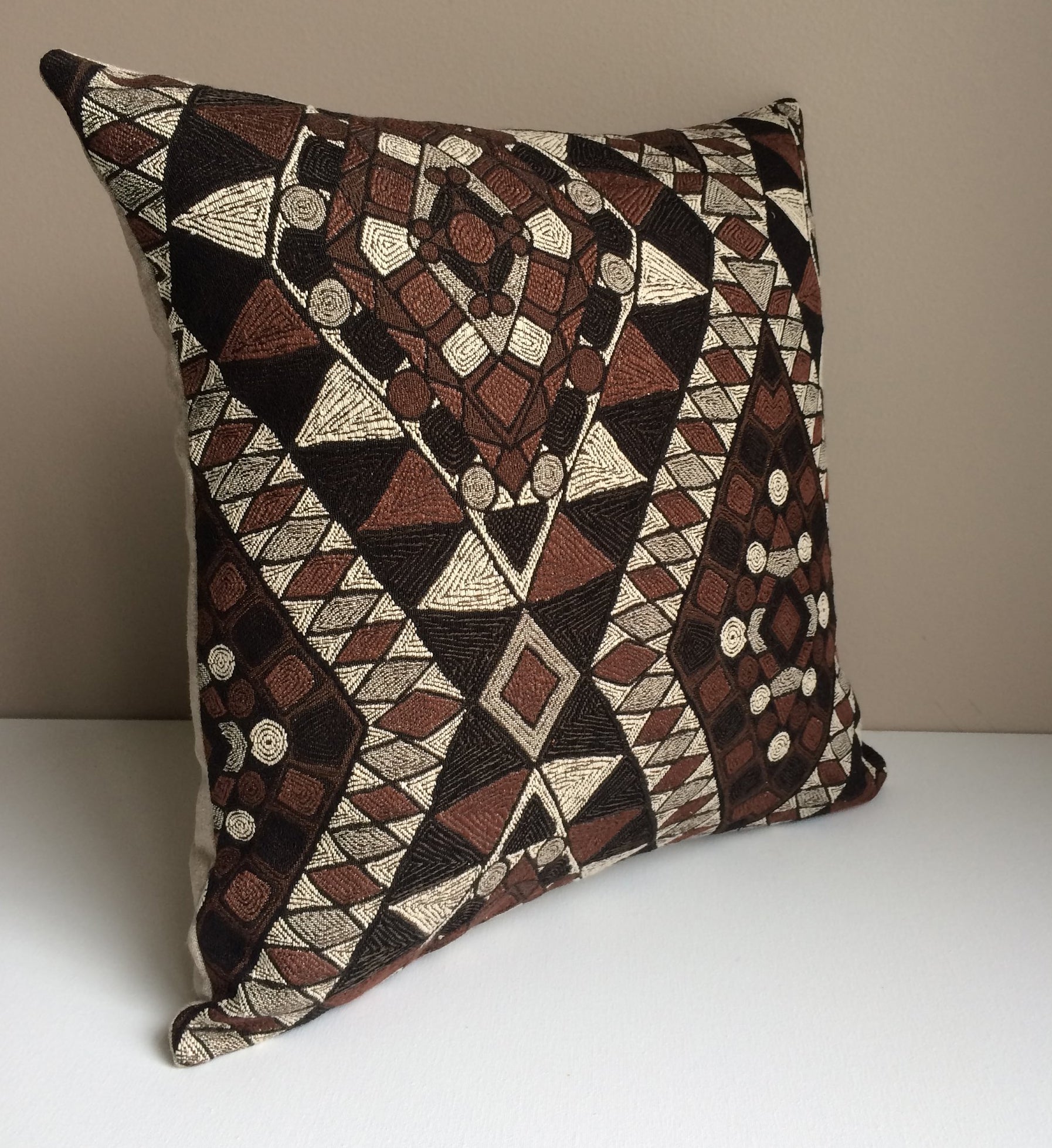 Kilim Pillow Cover -Robert Allen Fabric -Designer Pillow Cover -Tribal Pillow -Brown Pillow -Beige Pillow -Geometric Pattern -Aztec Pattern