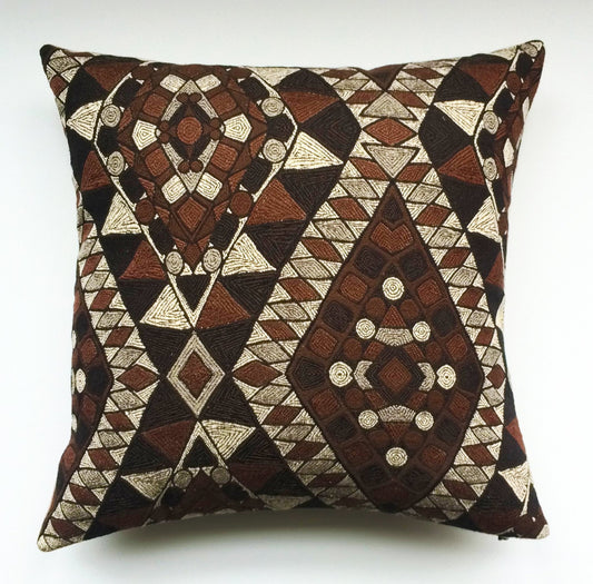 Kilim Pillow Cover -Robert Allen Fabric -Designer Pillow Cover -Tribal Pillow -Brown Pillow -Beige Pillow -Geometric Pattern -Aztec Pattern
