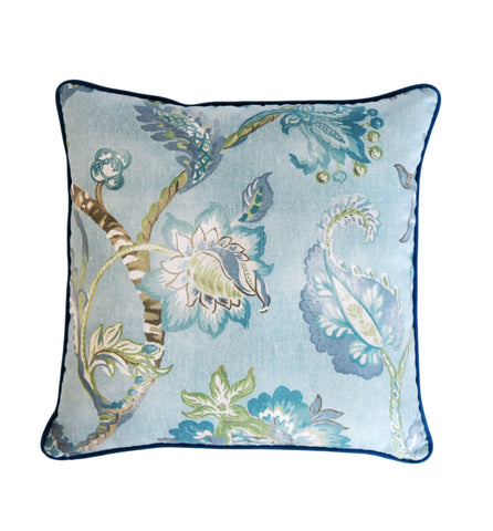 Aqua Pillow Cover -Robert Allen Pillow Cover -Designer Pillow Cover -Floral Print Pillow Cover -Teal Pillows- Flower Print -Aqua Blue Pillow