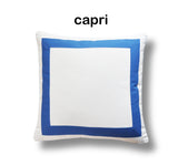 White Pillow Cover With Wide Contrasting Border - Sunbrella® Fabric