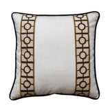 Linen Pillow Cover in Ivory White with Black and Gold Trim