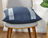 Navy Linen Pillow Cover - Linen Pillows -Greek Keys Pillow -Euro Pillow Cover- Pillow with Trim -Geometric Print - Navy Blue Pillow Cover