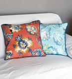Aqua Pillow Cover -Robert Allen Pillow Cover -Designer Pillow Cover -Floral Print Pillow Cover -Teal Pillows- Flower Print -Aqua Blue Pillow