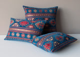 KILIM PILLOW Cover -Turkish Pillow -Tribal Pillow Cover -Ethnic Pillow Cover -Geometric -Chenille Pillow -Blue Pillows- Blue and Gold