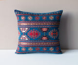 Ethnic Pillow Cover in Blue, Red and Gold