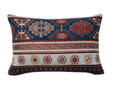 Turkish Pillow Cover - Ethnic Pillow Cover in Blue, White and Gold