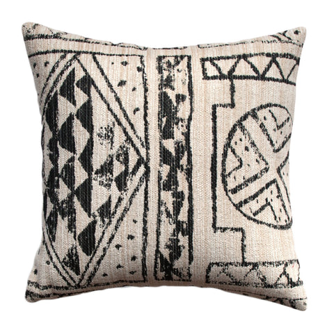 Throw Pillow Cover Made with Robert Allen Fabric -Designer Pillow Cover -Tribal Pillow -Black Pillow -Black and Ivory Pillow -Geometric
