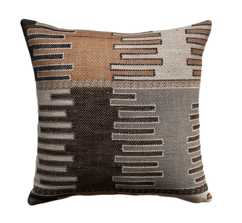 Designer Pillow Cover -Tribal Pillow -Brown Pillow -Beige Pillow -Geometric Pattern -Kilim Panel - Robert Allen - Chenille Pillow Cover