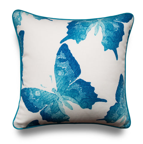 OUTDOOR PILLOW COVERS -  Butterfly Pillow Cover - Turquoise Pillow Cover - Blue Pillow Cover - Patio Pillow Cover - Designer Pillow Cover