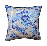 Imperial Dragon - Thibaut- Chinoiserie Motif - Blue Pillows