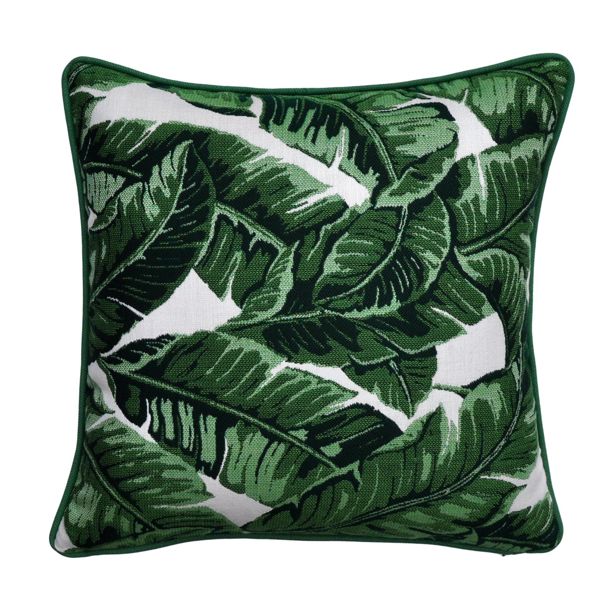 Sunbrella Pillow Cover -Green Pillow Cover - Tropical Pillow - Leave Pillow - Palm Pillow -Pillow With Piping- Outdoor Pillow Cover