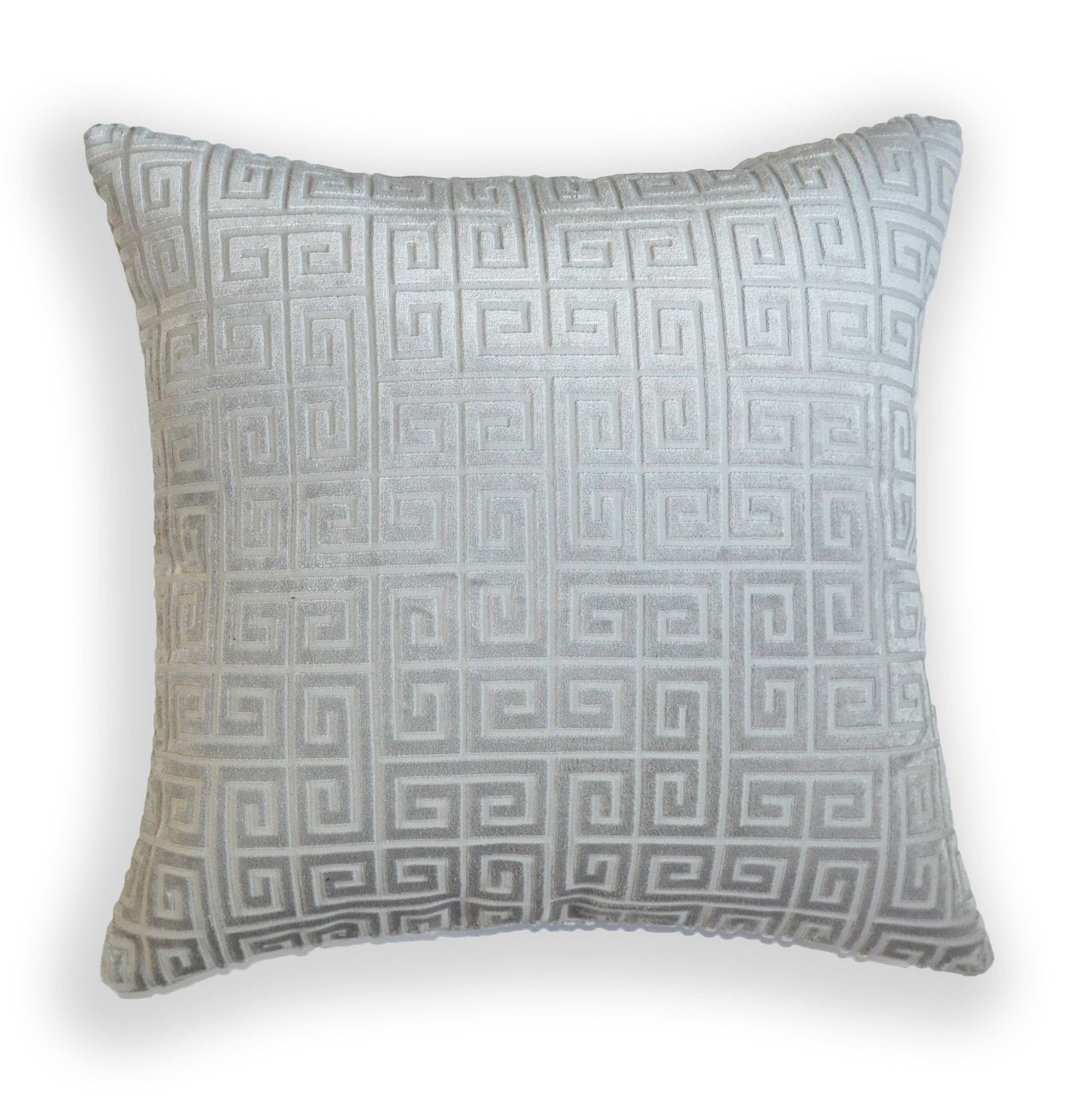 Silver Pillow Cover - Grey Velvet Throw Pillow Cover - Greek Keys Pillow Covers- Gray Throw Pillow Cover- Greek Keys - Silver Pillow Cover - Silver Grey Throw pillow - Greek Key Velvet Pillow - Greek Key Pattern