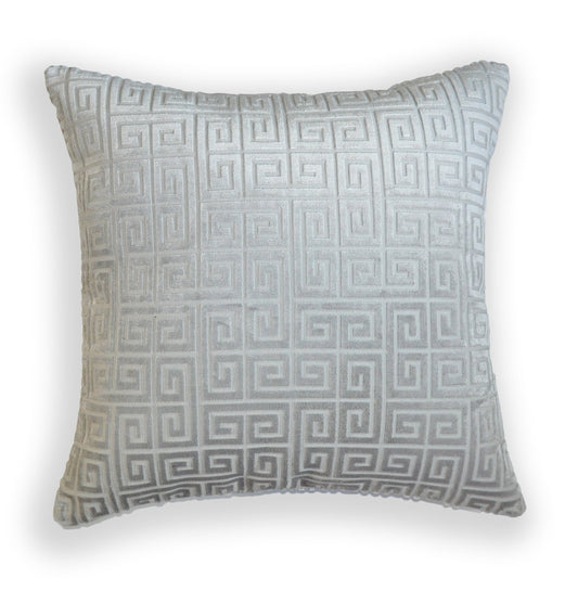 Silver Pillow Cover - Grey Velvet Throw Pillow Cover - Greek Keys Pillow Covers- Gray Throw Pillow Cover- Greek Keys - Silver Pillow Cover - Silver Grey Throw pillow - Greek Key Velvet Pillow - Greek Key Pattern