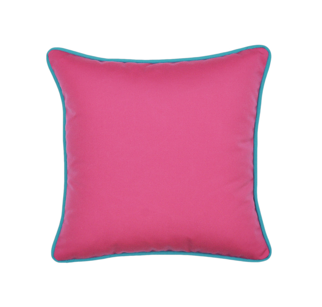 Hot Pink Pillow Cover With Aqua Piping - Sunbrella® Fabric – OneHappyPillow